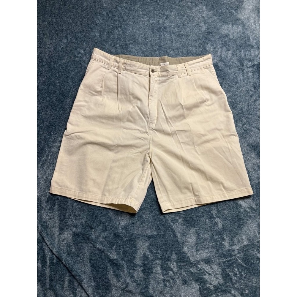Brittania Men's Cream Off-White Pleated Front 100% Cotton Shorts Size 38